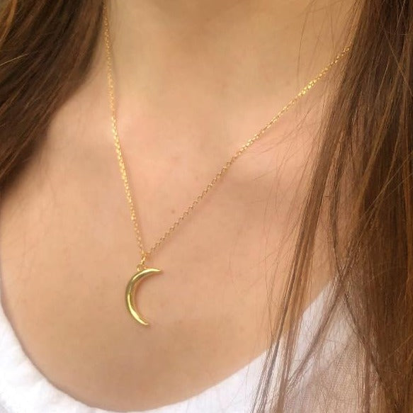 22K and 14K Gold Nugget Crescent Moon Pendant - Ruby Lane